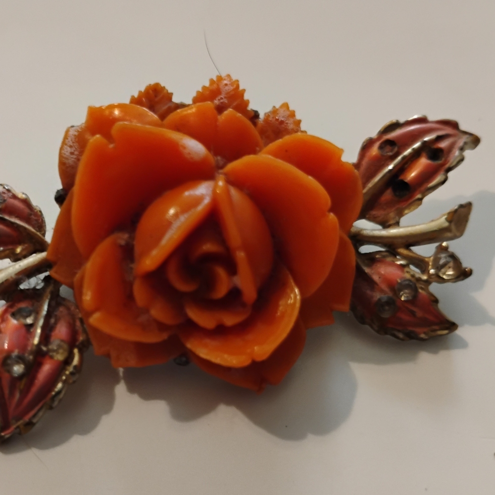Orange Floral Brooch